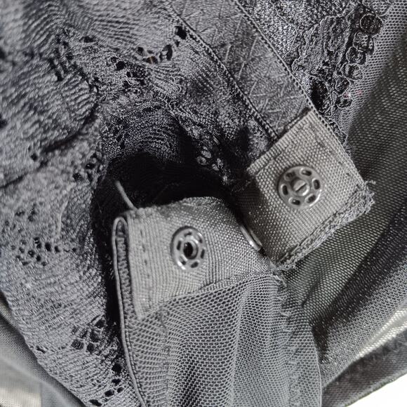 Marilyn Monroe Bodysuit Size Medium Black Mesh Padded Bra Adjustable Straps Lace - Picture 4 of 6